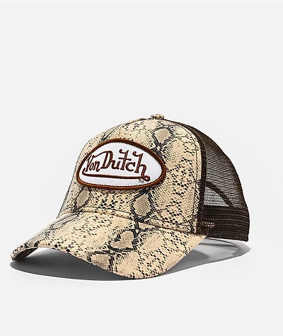 Von Dutch Vanimal Snakeskin Brown Trucker Hat