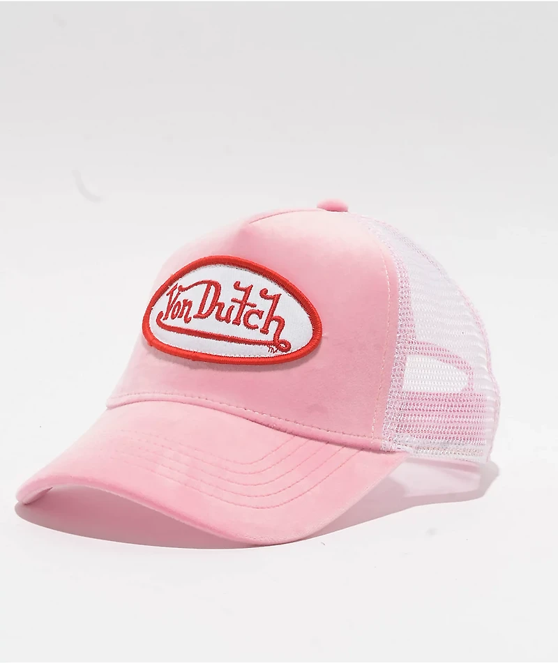 Von Dutch Velvet Pink Trucker Hat