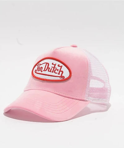 Von Dutch Velvet Pink Trucker Hat