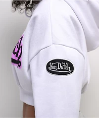 Von Dutch White & Pink Crop Hoodie