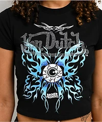 Von Dutch X Broken Promises Dark Wings Rhinestone Black Crop T-Shirt