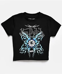 Von Dutch X Broken Promises Dark Wings Rhinestone Black Crop T-Shirt
