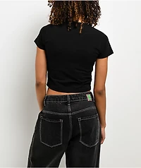 Von Dutch X Broken Promises Dark Wings Rhinestone Black Crop T-Shirt