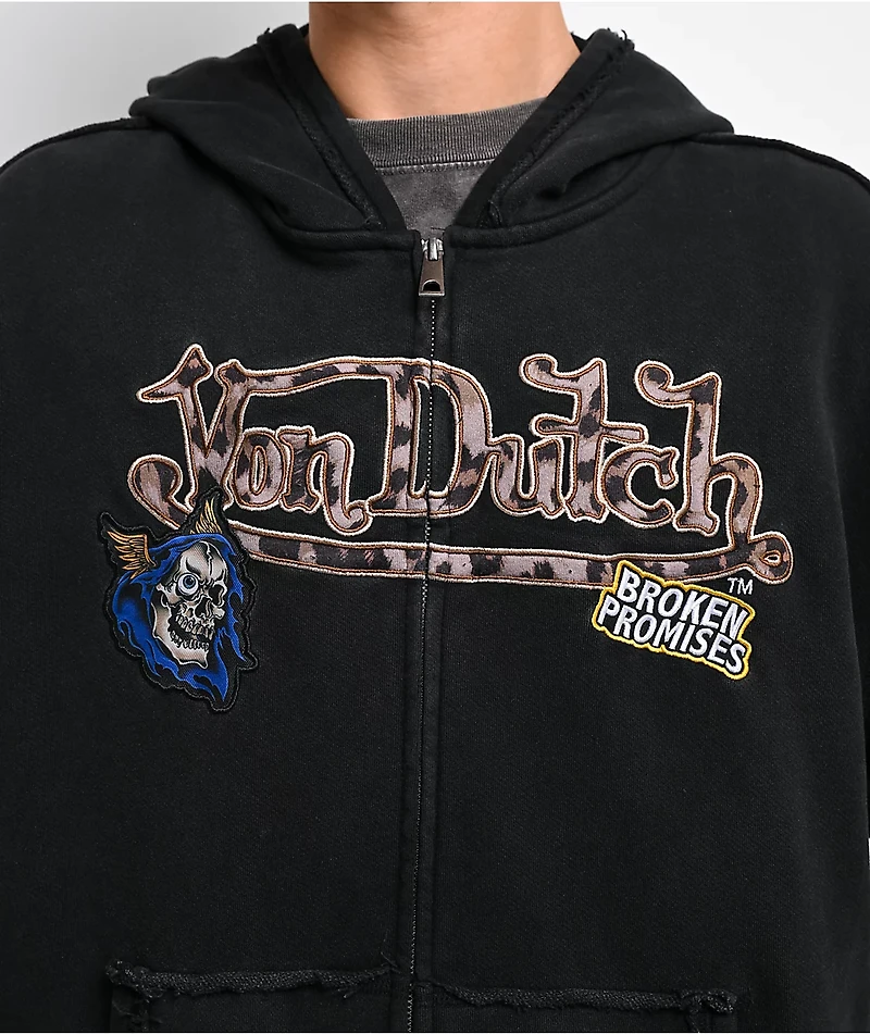 Von Dutch X Broken Promises Wild Ride Black Wash Zip Hoodie