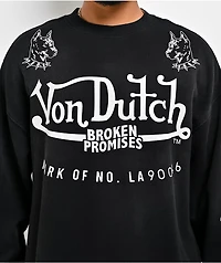 Von Dutch x Broken Promises All In Black Wash Crewneck Sweatshirt