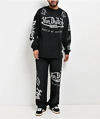 Von Dutch x Broken Promises All In Black Wash Crewneck Sweatshirt