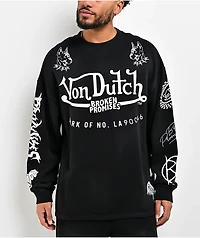 Von Dutch x Broken Promises All In Black Wash Crewneck Sweatshirt