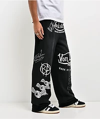 Von Dutch x Broken Promises All In Black Wash Wide Leg Sweatpants
