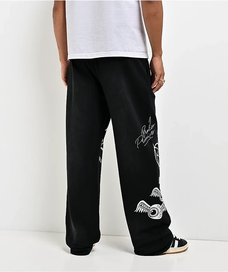 Von Dutch x Broken Promises All In Black Wash Wide Leg Sweatpants