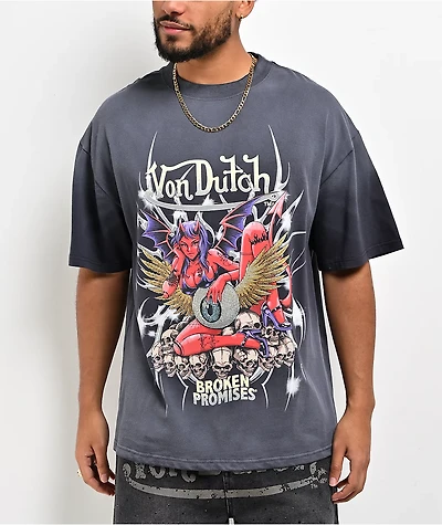 Von Dutch x Broken Promises Devilish Charm Grey Wash T-Shirt
