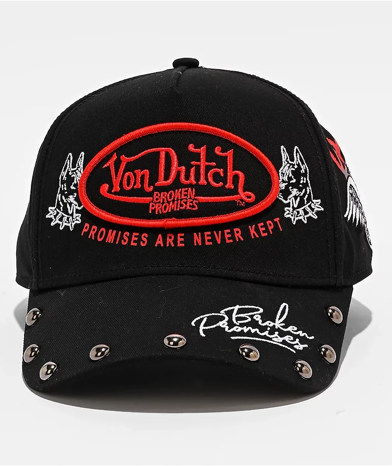 Von Dutch x Broken Promises Dog Studs Black Snapback Hat