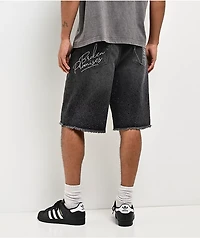 Von Dutch x Broken Promises Night Sky Rhinestone Black Wash Denim Shorts