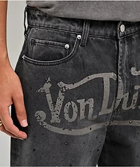 Von Dutch x Broken Promises Night Sky Rhinestone Black Wash Straight Leg Jeans