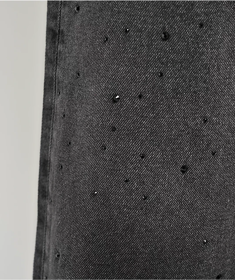 Von Dutch x Broken Promises Night Sky Rhinestone Black Wash Straight Leg Jeans