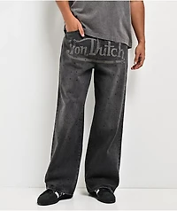 Von Dutch x Broken Promises Night Sky Rhinestone Black Wash Straight Leg Jeans