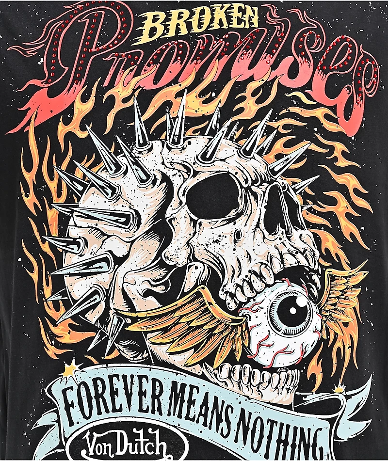Von Dutch x Broken Promises Spiked Metal Black T-Shirt