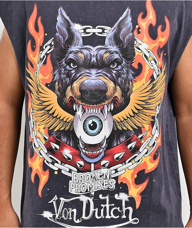 Von Dutch x Broken Promises Unleashed Grey Wash Tank Top