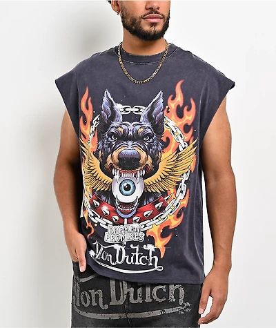 Von Dutch x Broken Promises Unleashed Grey Wash Tank Top