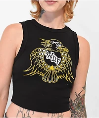 WHADAFUNK Eagle Black Crop Tank Top
