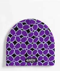 WHADAFUNK Floral Burst Purple Beanie