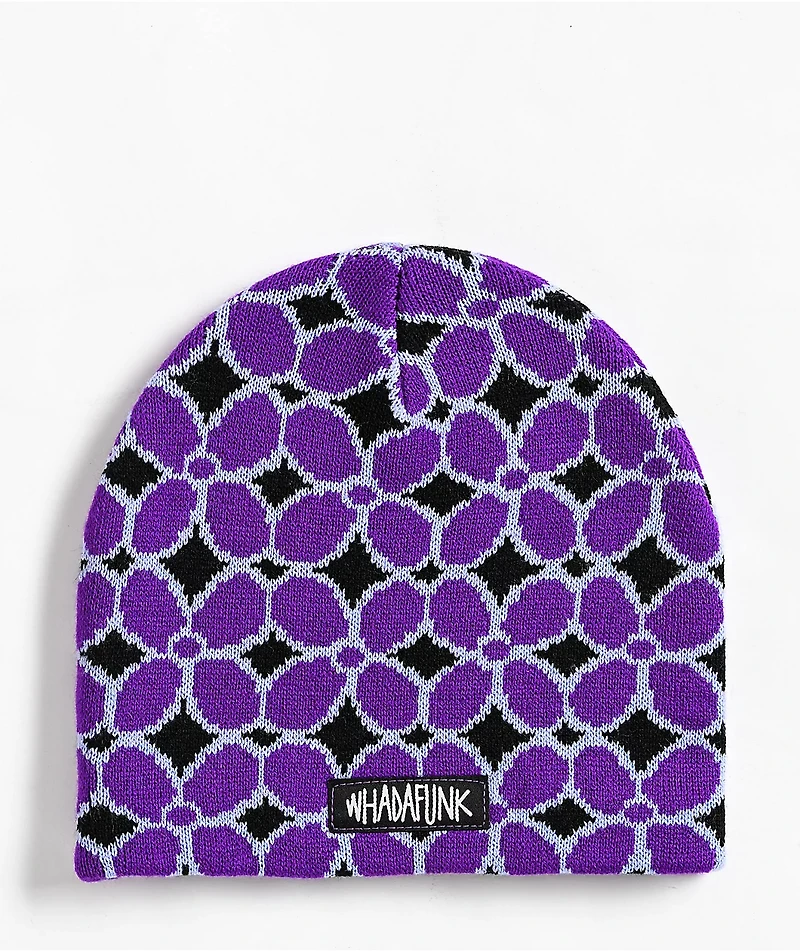 WHADAFUNK Floral Burst Purple Beanie