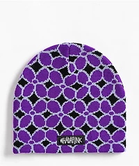 WHADAFUNK Floral Burst Purple Beanie