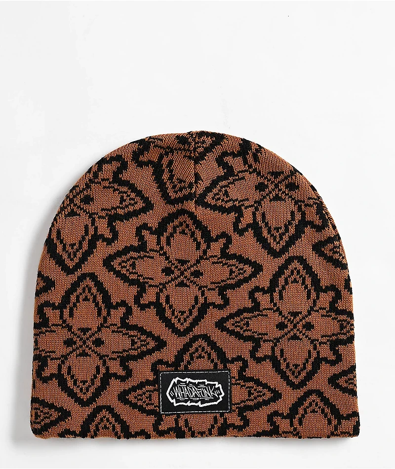 WHADAFUNK Petals Brown Beanie