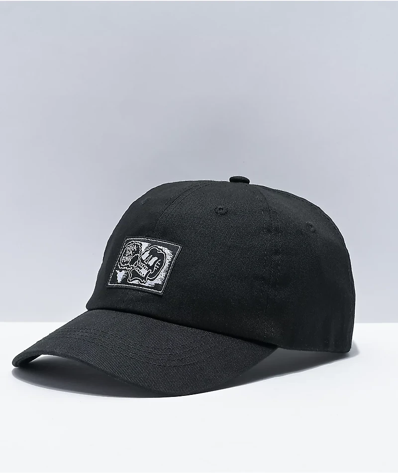 WHADAFUNK Skull Speech Bubble Black Strapback Hat