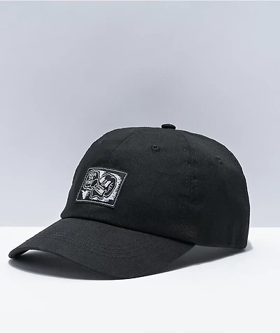 WHADAFUNK Skull Speech Bubble Black Strapback Hat