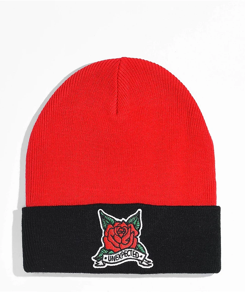 WHADAFUNK Unexpected Black & Red Beanie