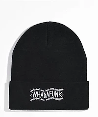 WHADAFUNK Wavy Barbed Wire Black Beanie