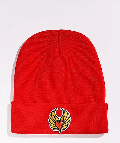 WHADAFUNK Winged Heart Red Beanie