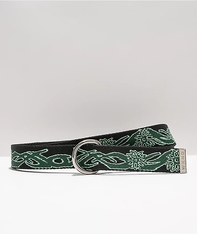 WKND Temple Black & Green D-Ring Web Belt