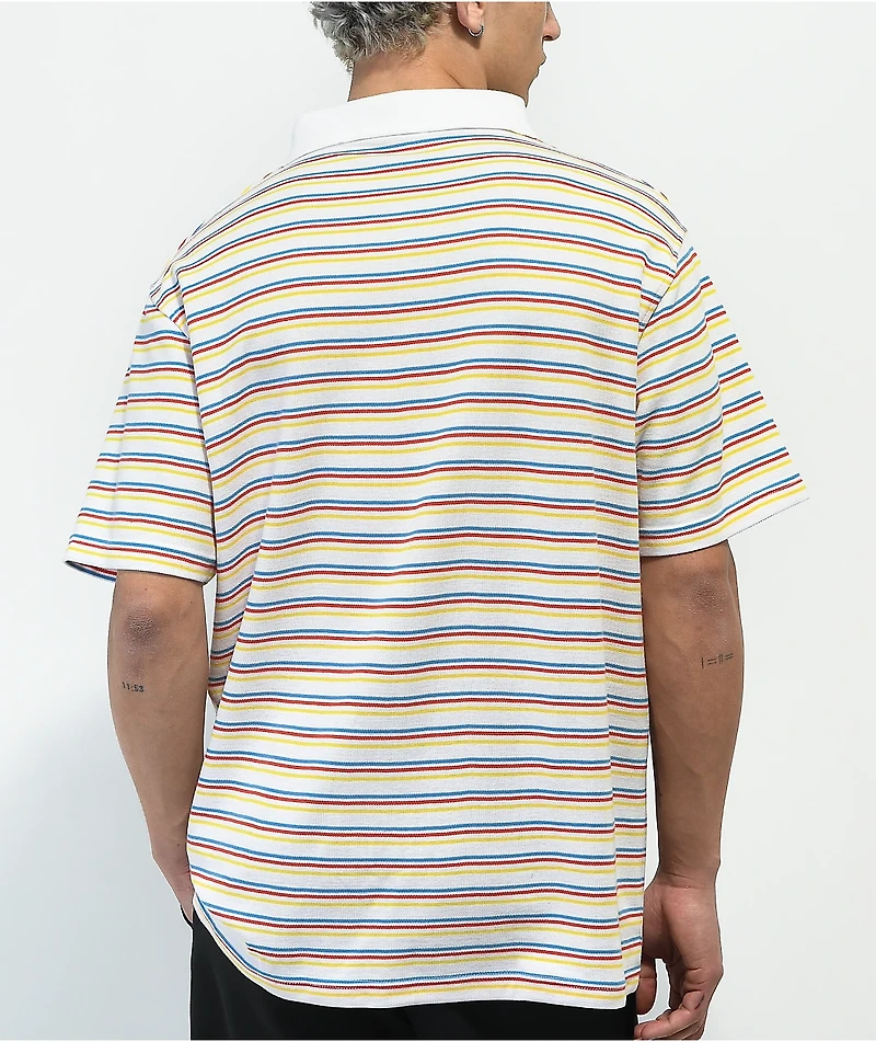 WORBLE Cloud Thing White Stripe Polo Shirt