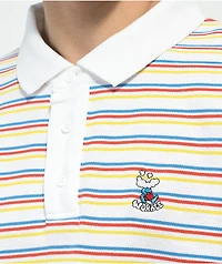 WORBLE Cloud Thing White Stripe Polo Shirt