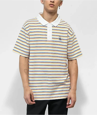 WORBLE Cloud Thing White Stripe Polo Shirt