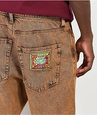 WORBLE G8tor Brown Acid Wash Denim Jeans