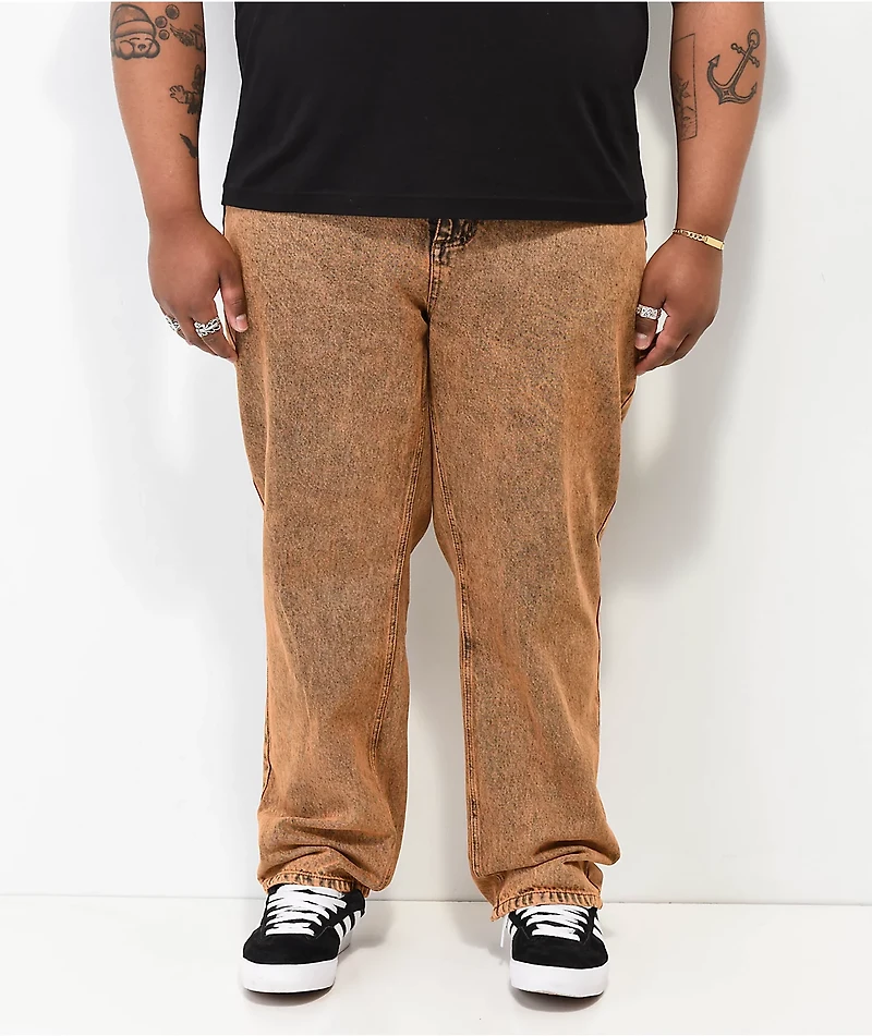 WORBLE G8tor Brown Acid Wash Denim Jeans
