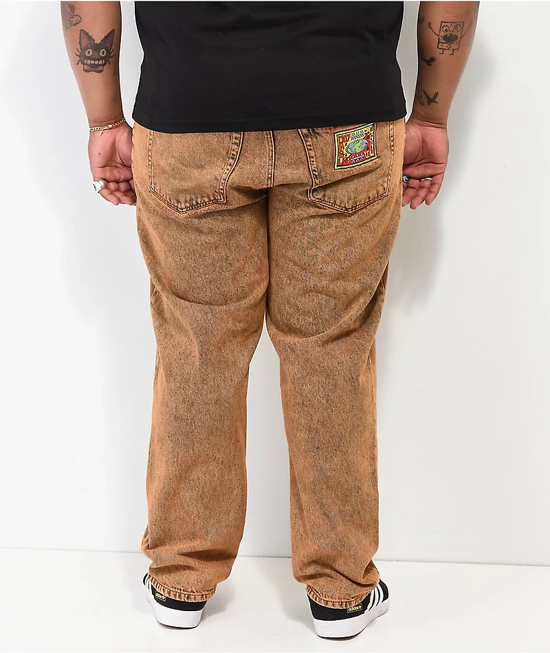 WORBLE G8tor Brown Acid Wash Denim Jeans