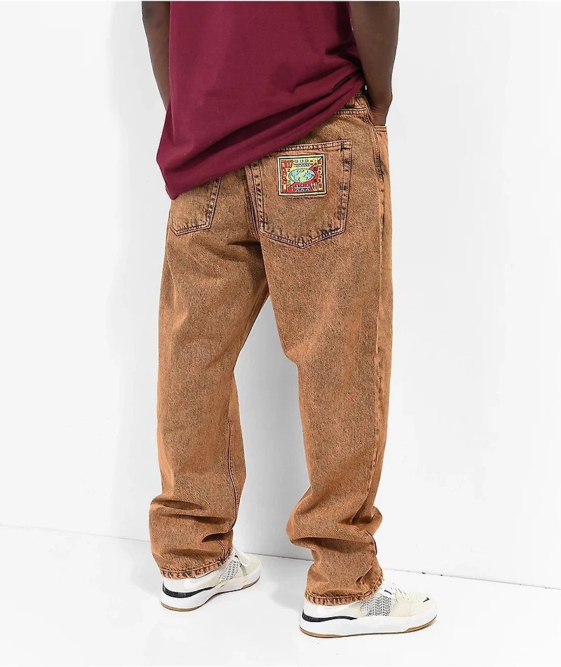 WORBLE G8tor Brown Acid Wash Denim Jeans