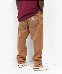 WORBLE G8tor Brown Acid Wash Denim Jeans