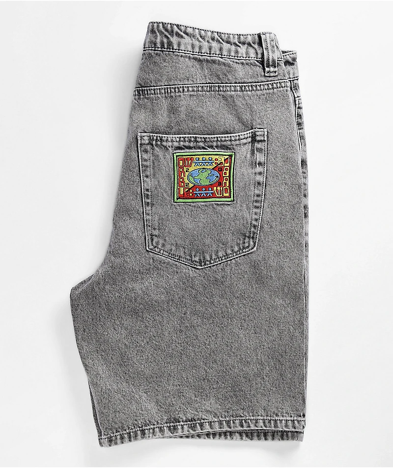 WORBLE Gator Grey Denim Skate Shorts