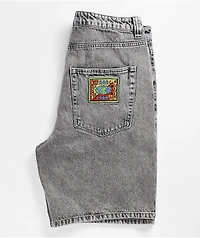 WORBLE Gator Grey Denim Skate Shorts