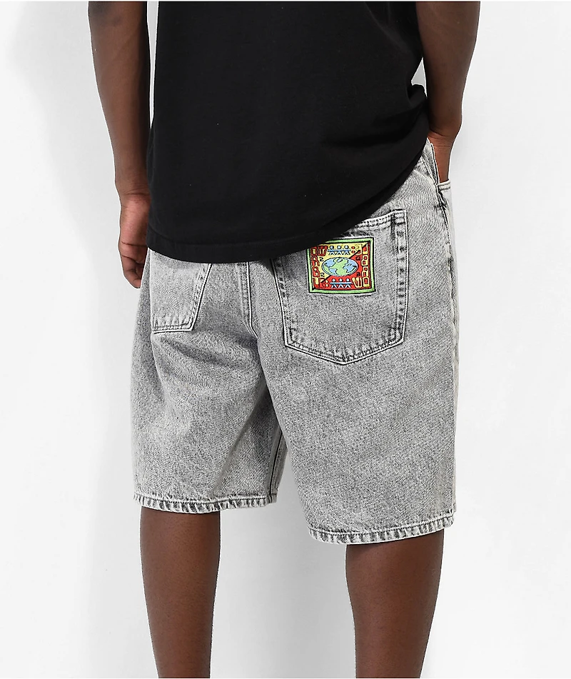 WORBLE Gator Grey Denim Skate Shorts