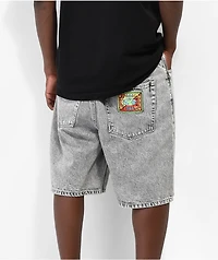WORBLE Gator Grey Denim Skate Shorts