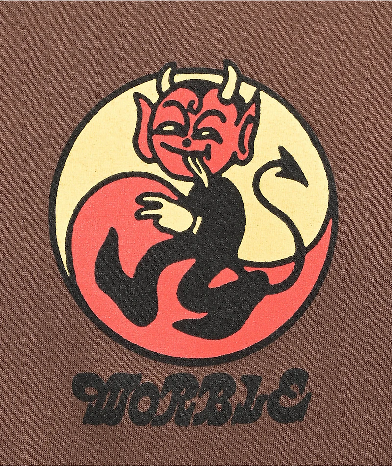 WORBLE Peace and Love Brown T-Shirt