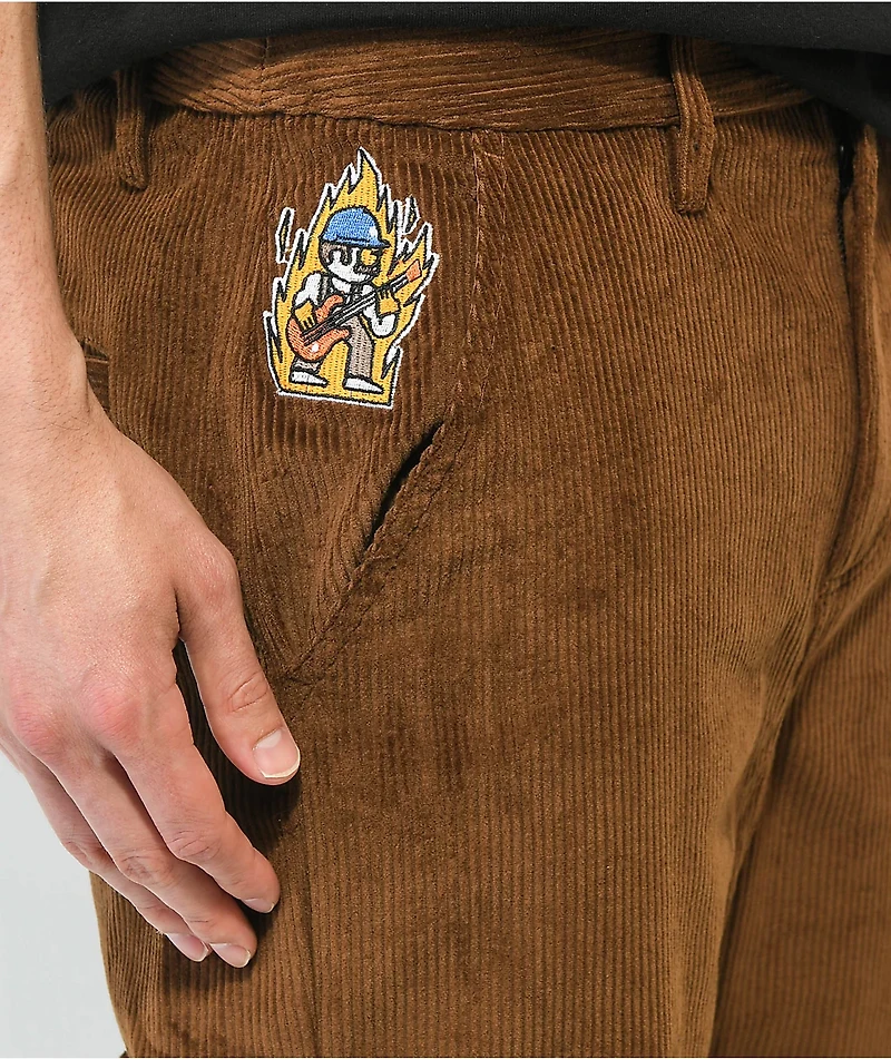 WORBLE Slow Burn Brown Corduroy Cargo Pants