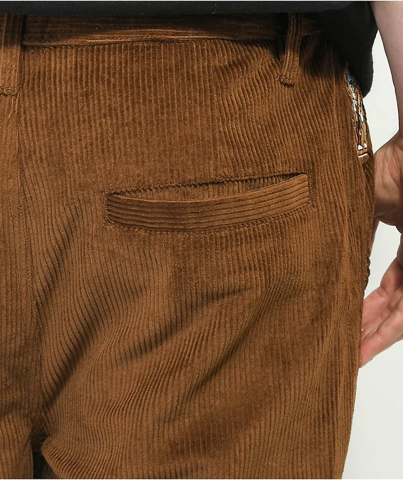 WORBLE Slow Burn Brown Corduroy Cargo Pants