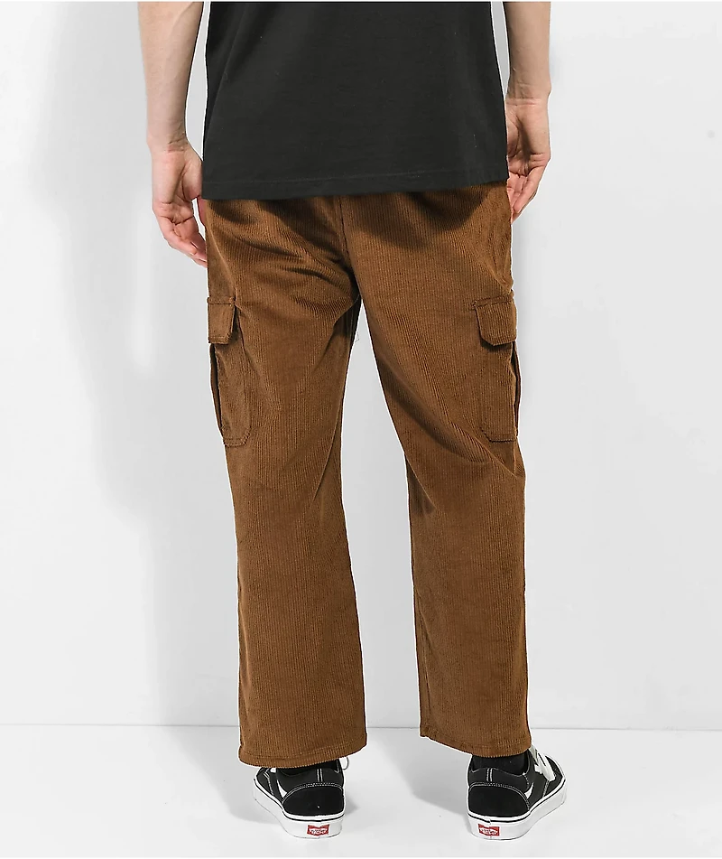 WORBLE Slow Burn Brown Corduroy Cargo Pants