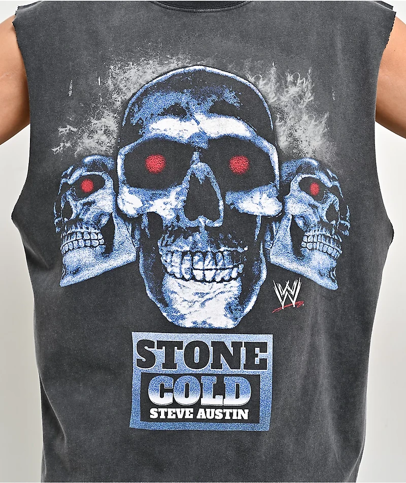 WWE Bad To The Bonz Black Wash Tank Top